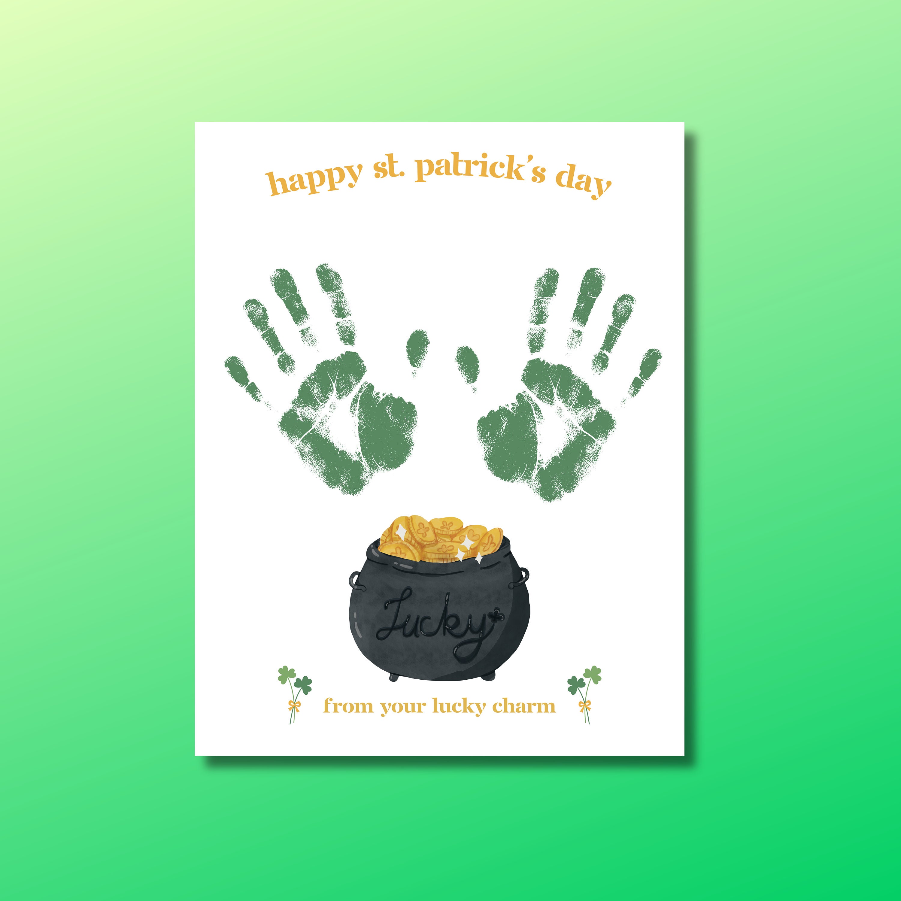 St. Patricks Day Handprint Craft, St Pattys Day Arts and Crafts, Kids ...