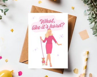 Gefeliciteerd kaart, afgestudeerd aan de rechtenfaculteit, geslaagd voor het balie-examen, afgestudeerd aan de universiteit, Elle Woods, hoe is het moeilijk?, juridisch instant download