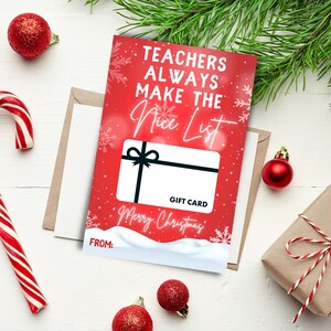 Porta-cartão de presente do professor para impressão, os professores sempre fazem uma boa lista, porta-cartão de presente de Natal, feriado, obrigado dos alunos