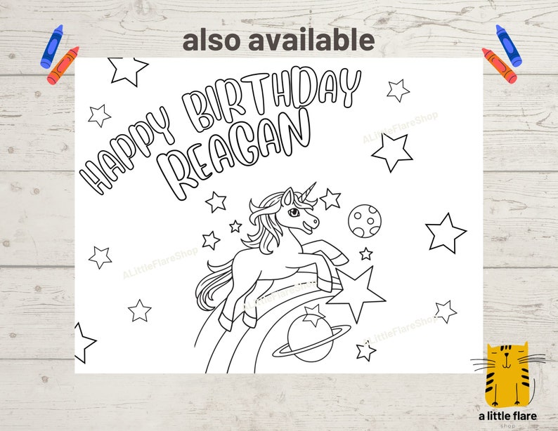 Unicorn Coloring Page Birthday Party Favor Kids Party Activity Game ...