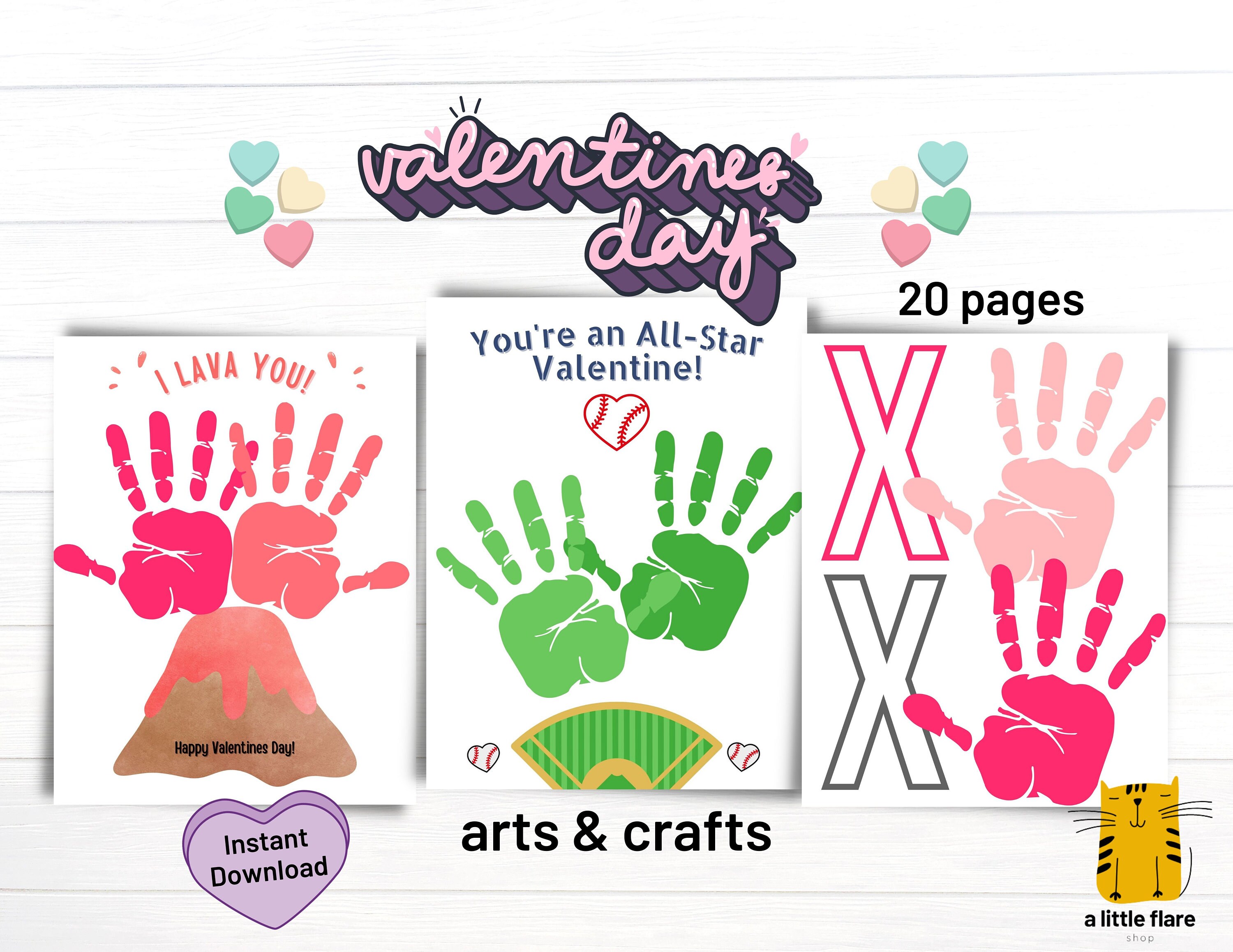 Hand Rip Valintines Valentine Handprint Art, Printable Valentine Handprint Craft ...