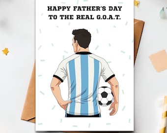 Vatertagskarte, Fußball Dad Echte Ziege, Schritt Dad Karte, Bonus Dad Geschenk, Messi, Instant Download