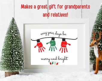 Christmas Handprint Craft, Holiday Keepsake Gift (PDF & SVG) Instant Download