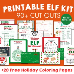 Printable Elf Kit, Christmas Elf Kit, 90+ Elf Props, 60 Page Elf Activity Kit Bundle, Elf Arrival Letter, It's Me Hi I'm Your Elf