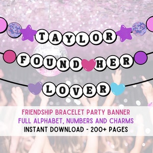 Friendship Bracelet Banner, She Found Her Lover Banner, Eras Decorations, In My Bachelorette Era, Birthday Banner, Instant Download