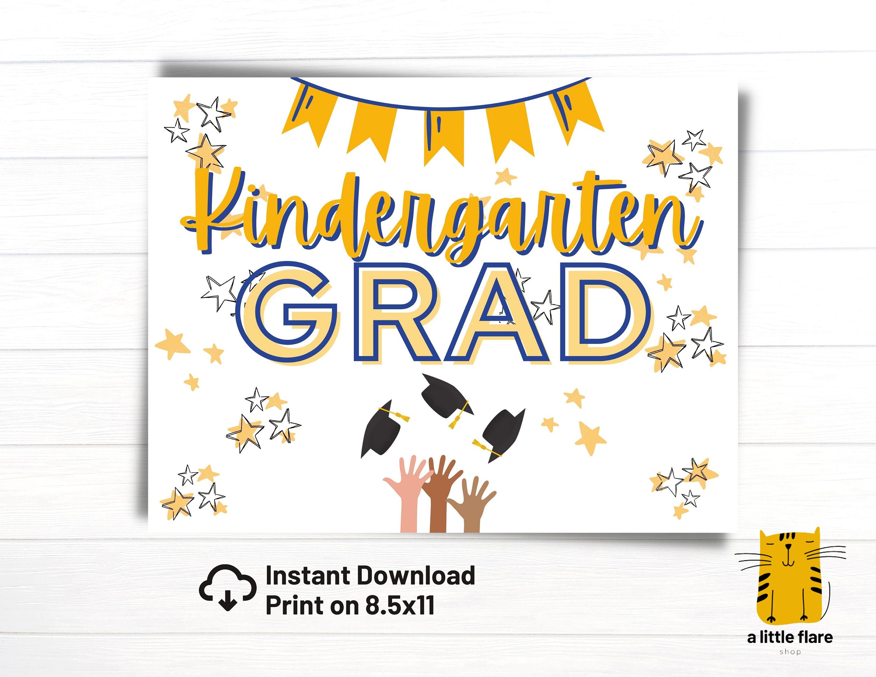 Kinder Graduation Sign Kindergarten Grad Sign, Printable Graduation Sign, Graduation, Class of ...