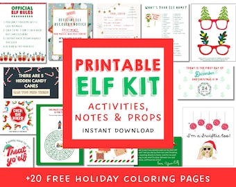 Printable Elf Kit, Christmas 90+ Elf Props, 60 Page Activity Bundle, Instant Download