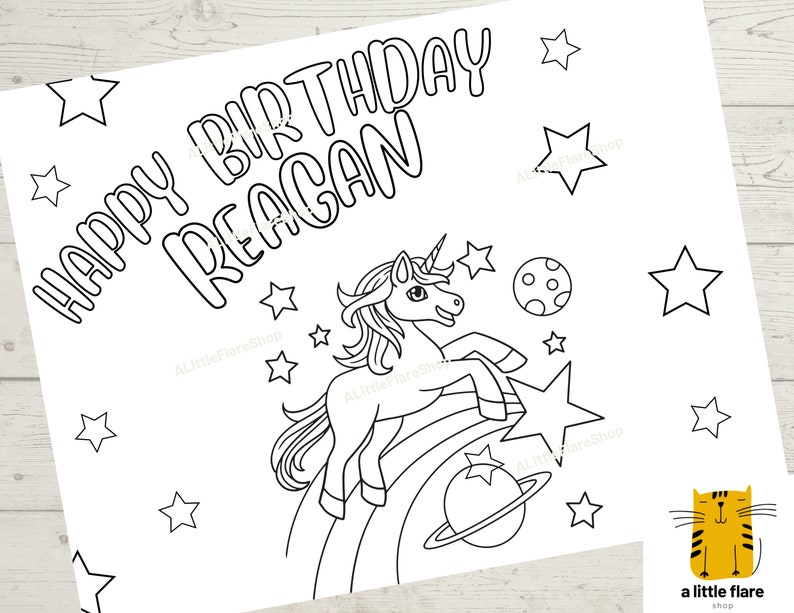 Unicorn Coloring Page Birthday Party Favor Kids Party Activity Game ...