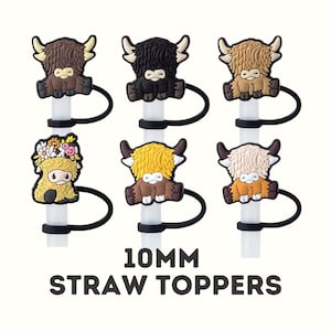 Cow Straw Topper, 10mm Straw Topper, Stanley Straw Topper, Straw Cover, Straw Charm, Straw Cap, Stanley Cup, Highland Cow, Cow Gift