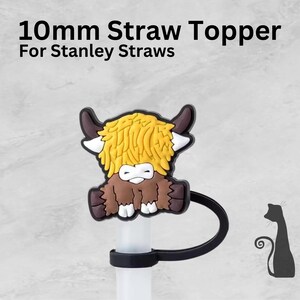 Cow Straw Topper, 10mm Straw Topper, Stanley Straw Topper, Straw Cover, Straw Charm, Straw Cap, Stanley Cup, Highland Cow, Cow Gift