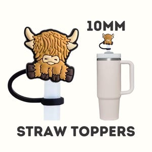 Cow Straw Topper, 10mm Straw Topper, Stanley Straw Topper, Straw Cover, Straw Charm, Straw Cap, Stanley Cup, Highland Cow, Cow Gift