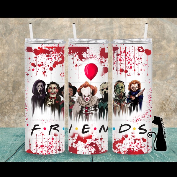 Horror 20 oz Skinny Tumbler Sublimation Design Horror Fan Gift Idea Halloween Scary Movie Fan Gift Tumbler Wrap Digital Download PNG