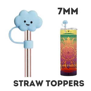 Blue Cloud Straw Topper: Silicone Straw Cover, 6-8mm StrawsStraw Toppers