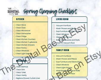 Cleaning Check Lists: Digital Printable