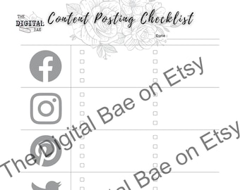 Weekly Content Checklist: Digital Printable