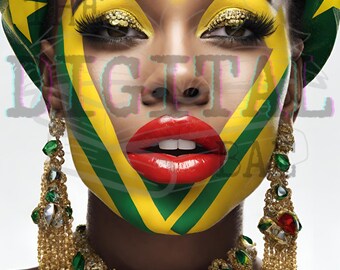 Jamaican Queen Digital Illustration - Regal Elegance