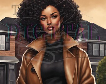 Elegant Female Detective Digital Illustration - Solve Mysteries with Style