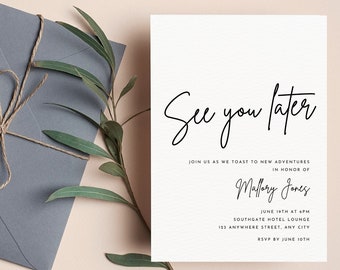 Editable Going Away Party Invitation, See You Later, Moving Away Party, Farewell Invite, Instant Download