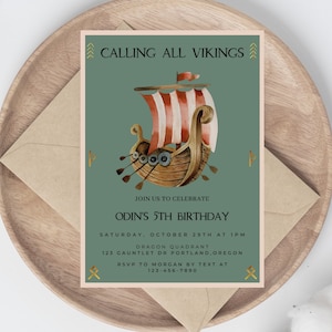 Viking Birthday Party Invitation, Boy&#39;s Birthday Party Invite, Instant Download