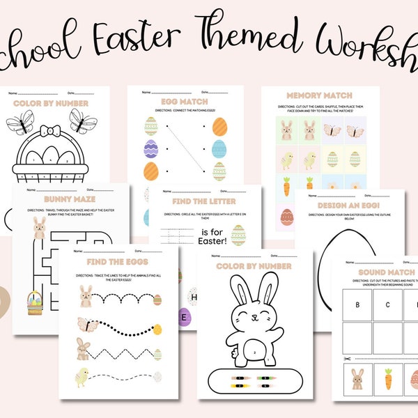 Printable Easter Activities for Preschoolers, Easter Worksheets for Kids, Spring Activities, Homeschool Printable, Learning Pack