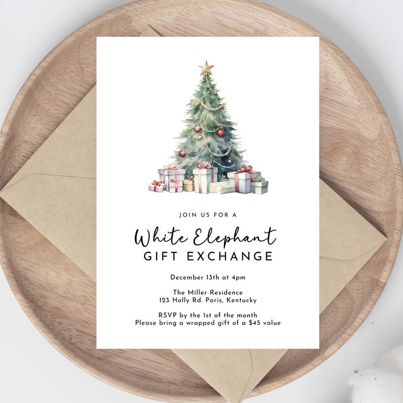 White Elephant Flyer Etsy