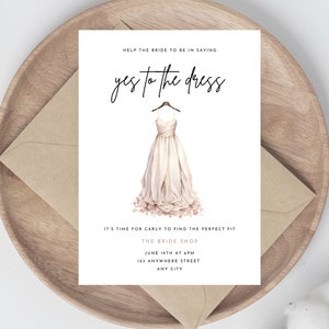Editable Wedding Dress Shopping Invitation, Yes to the Dress, Bridal ...