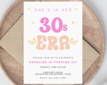 Women's 30th birthday Invitation Template, 30s Era, Thirties Era, Trendy, Instant Download