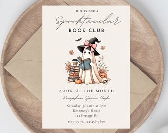 Invitación al club de lectura, club de lectura temático de Halloween, descarga instantánea