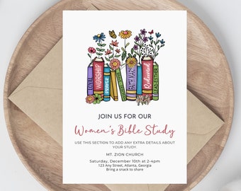 Women's Bible Study Invitation, Christian Book Club, Church Event Invitation, Instant Download