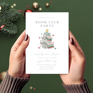 Book Club Invitation, Christmas Themed Book Club, Instant Download