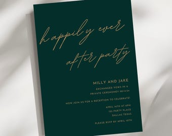 Happily Ever After Party Invitation Template | Editable Canva Reception Invite | Private Ceremony Celebration | Post Elopement