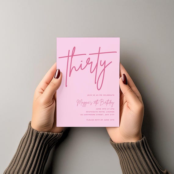 Pink Thirtieth Birthday Invitation, Women's 30th Birthday, Girl's Night Out,