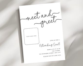 Meet and Greet Invitation Template, Business Networking Event Invite, Editable Canva Flyer, Professional Minimalist Corporate Invitation