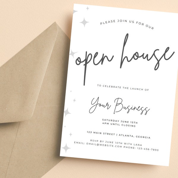 Printable Business Open House Flyer Invite Template, Store Opening, Instant Download