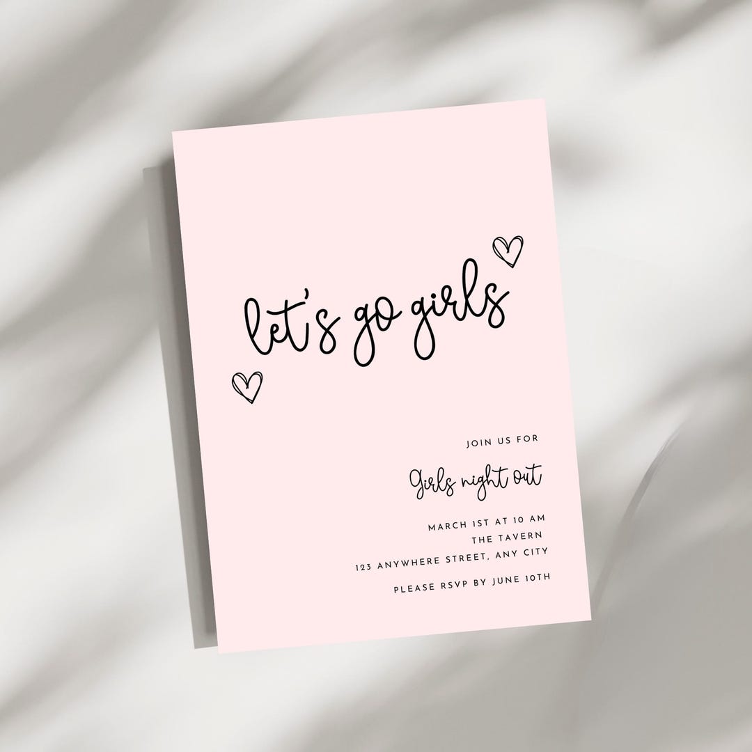 Editable Girl's Night Out, Let's Go Girls, Galentines Invitation, Mom's ...