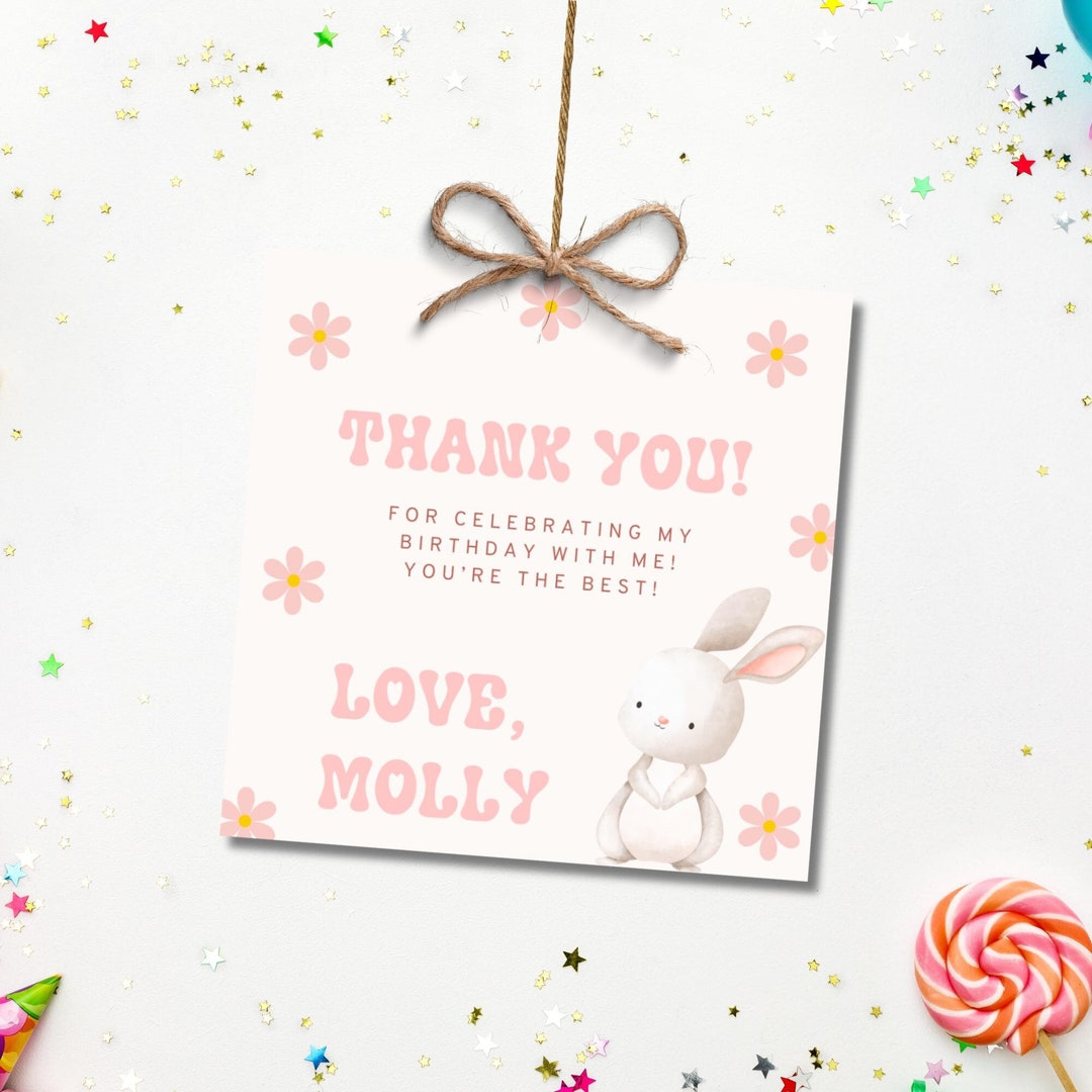 Bunny Thank You Card, Treat Tags, Thank You Favor Tags, Rabbit, Some ...