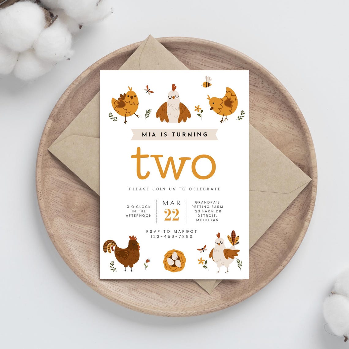 Chicken Farm Birthday Party Invitation, Any Age Boho Chicken Invitation ...