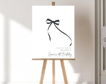 Editable Women's Birthday Welcome Sign, Tying Up My Twenties, Modern Birthday Event Welcome Sign, Instant Download