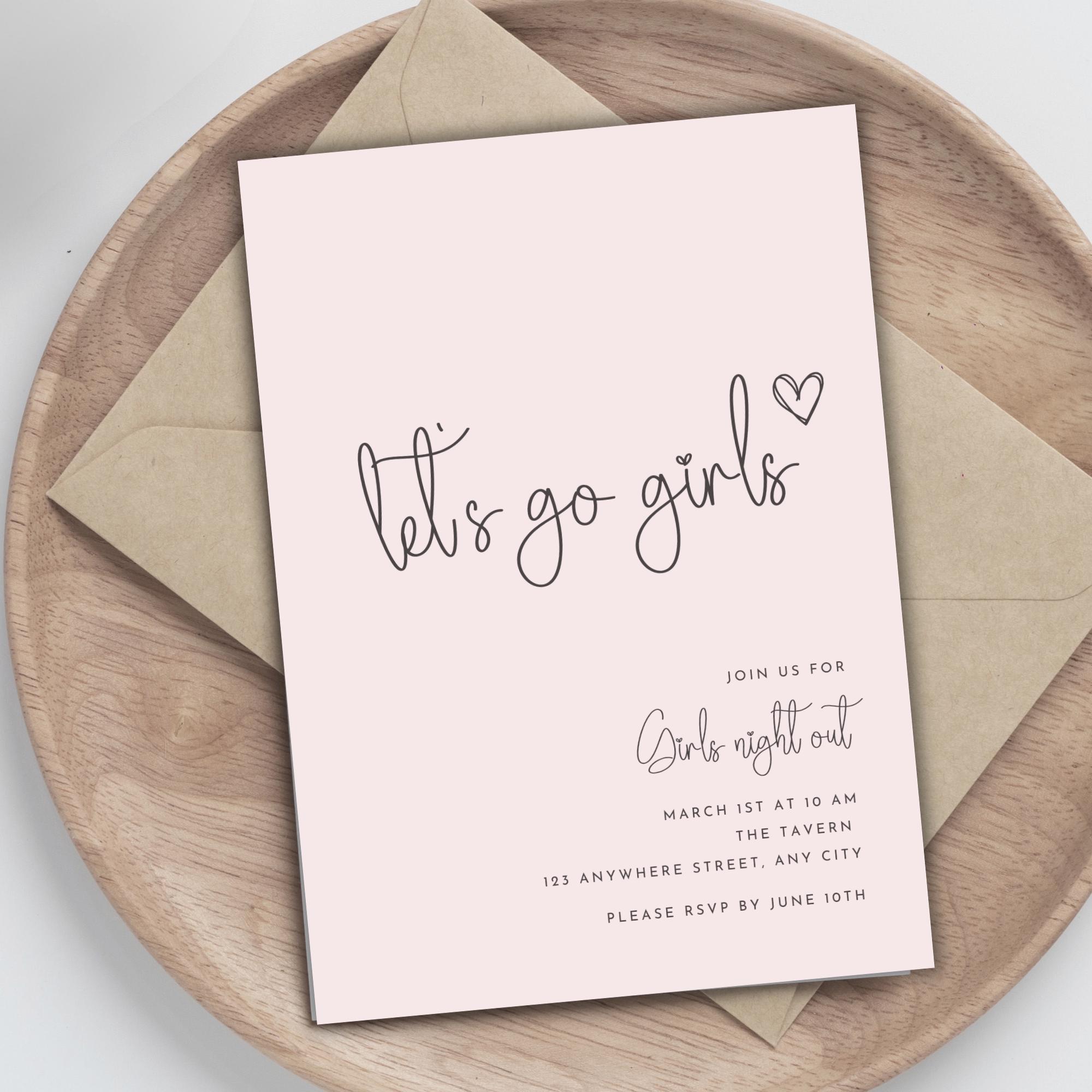 Girls Night Invitation Template, Let’s Go Girls Invite, Girls Night Out ...