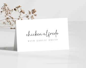Buffet Card Template, Editable Food Labels, Food Tent Cards, Minimalist Buffet Signs, Printable Food Cards, Canva Template