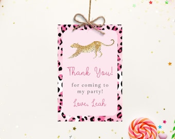 Pink Leopard Thank You Favor Tags, Instant Download