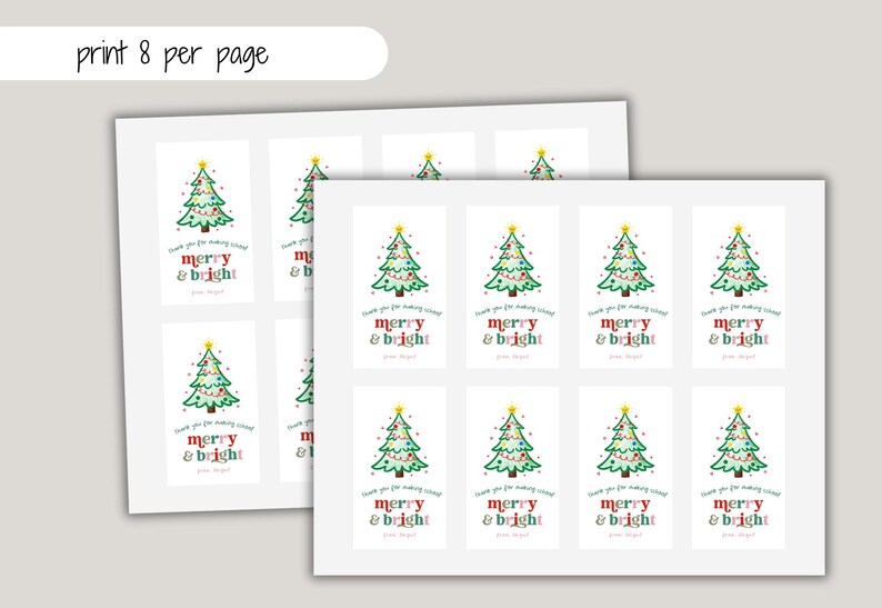 Christmas Teacher Gift Tags Printable | Merry & Bright Editable Canva ...