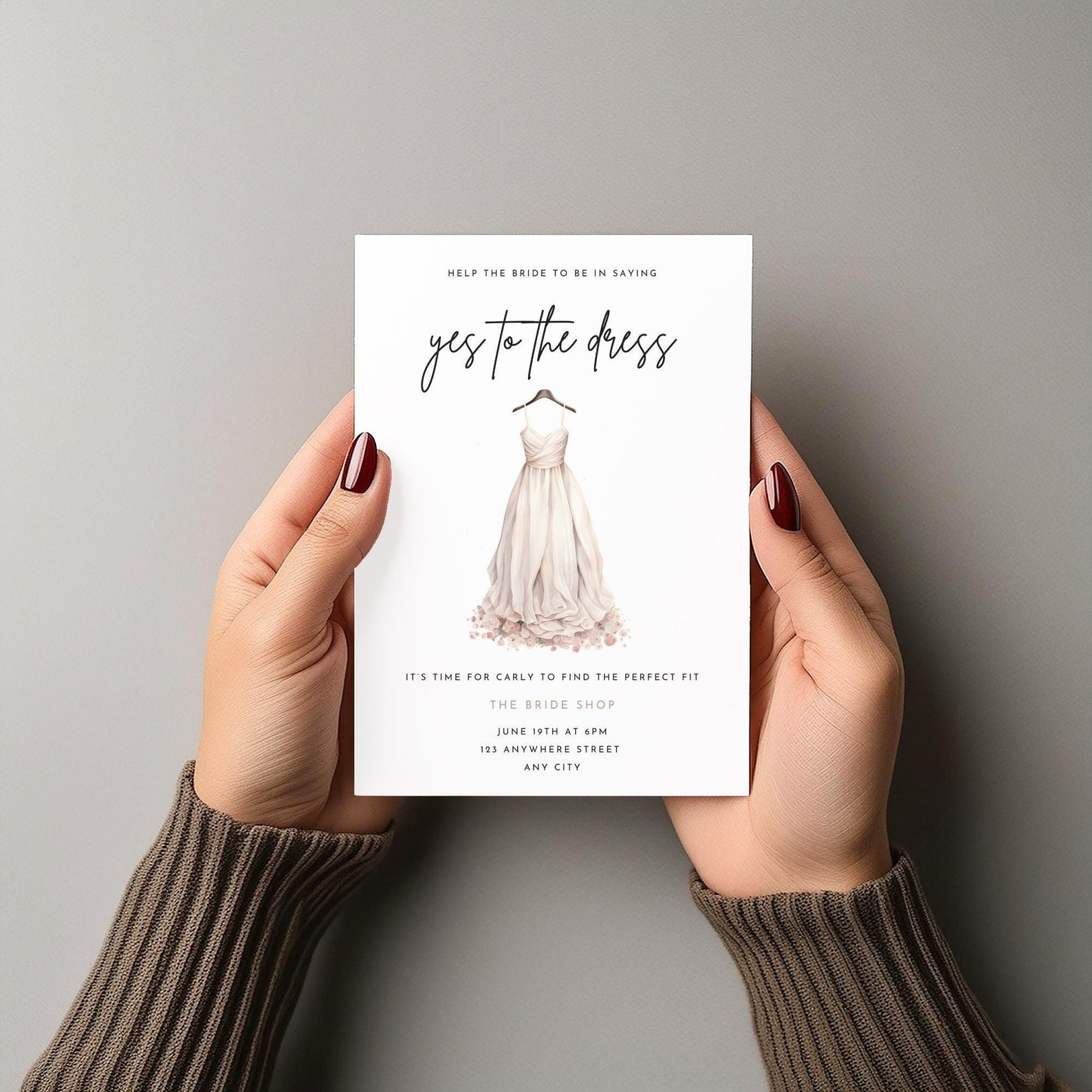 Editable Wedding Dress Shopping Invitation, Yes to the Dress, Bridal ...