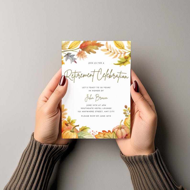 Retirement Send Off Fall Retirement Party Invitation, Send off Celebration, Farewell Party ...