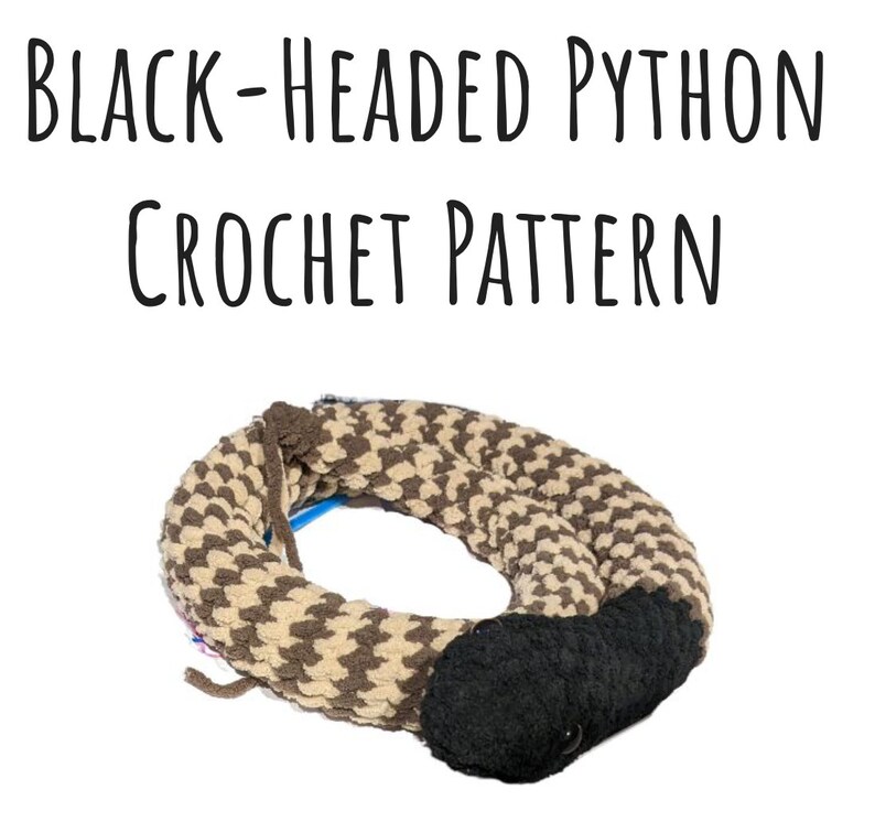CROCHET PATTERN - Black-Headed Python - Digital Downloadable PDF file image 1