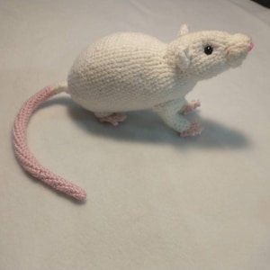 Realistic Crocheted White Rat Stuffy Amigurumi