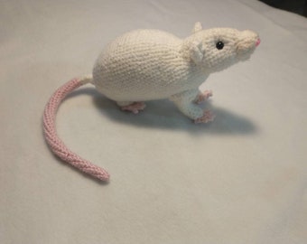 Realistic Crocheted White Rat Stuffy Amigurumi