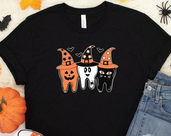 Dentist Halloween Shirt, Ghost Teeth Shirt, Pumpkin Ghost Shirt, Spooky Dental Shirt, Halloween Costume, Witch Tooth Shirt