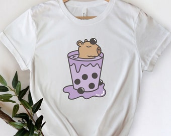 Cute Capybara T-Shirt, Capybobara Shirt, Gift For Capybara Lover T-Shirt, Capybara In A Cup Tee, Boba Tea Lover Shirt