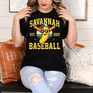 Comfort Colors Retro Savannah Baseball T-shirt - Vintage Style Unisex Tee, Soft Cotton Shirt, Banana Sports Team Fan Apparel, Casual Top,